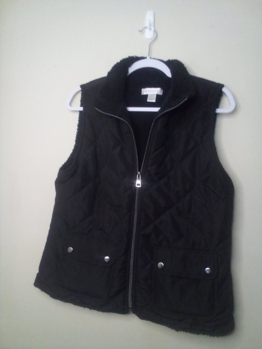 Christopher Banks Puffer Vest Women S Full Zip Pockets Black - Picture 8 of 14
